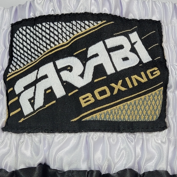 FARABI Black And White Fight Wear Boxing Shorts Sz L - Picture 3 of 5